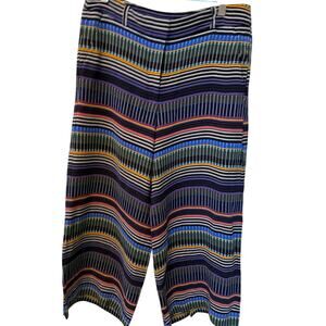 Loft Striped Dress Pants Women's 4 Cropped Wide Leg Boho Flowy Office Siren